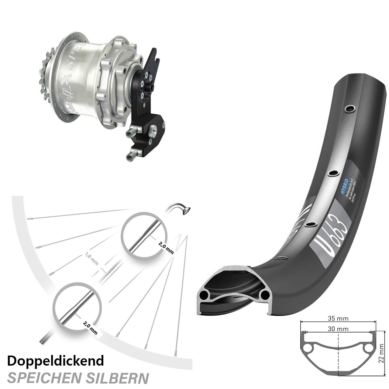 Disc Hinterrrad 29 Zoll DT Swiss U 663 Rohloff Speedhub CC DB OEM2 Tandem
