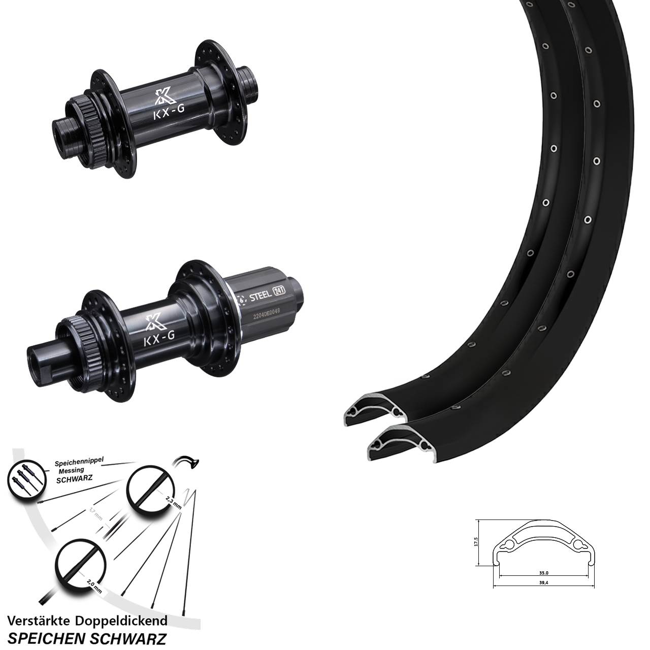 Disc Laufrad-Satz 15x100 12x142 29 Zoll Ryde 35 KX-GS verstärkt 8-12 fach