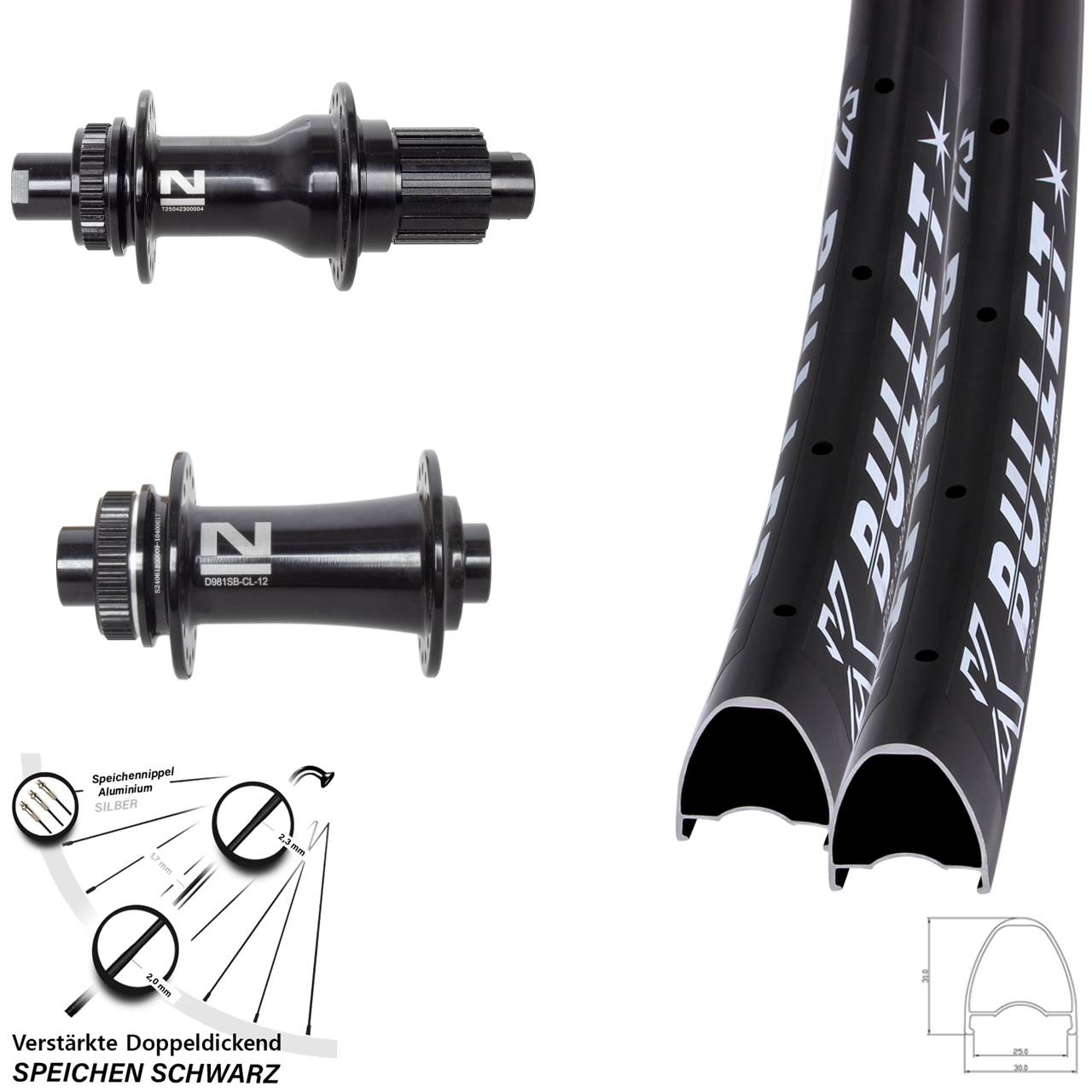 Laufradsatz Disc 12x100/142 29 Zoll KX Bullet Novatec D792SB D981 Micro Spline