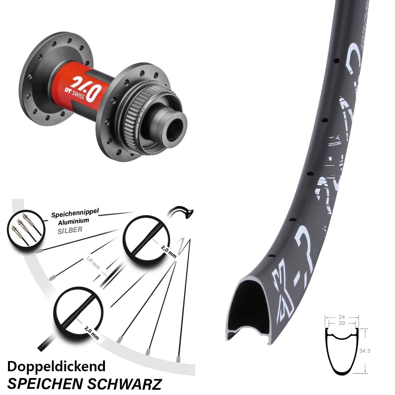 KX-R Road DT Swiss 240 28 Zoll Centerlock Vorderrad 12x100