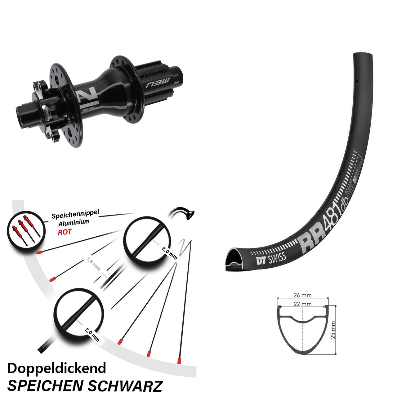 28 Zoll DT Swiss RR 481 Novatec Superlight 6-Loch Hinterrad 12x142 Campagnolo N3W
