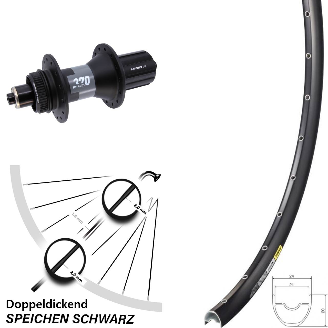 Mavic XC 621 DT Swiss 370 28-29 Zoll Disc Laufrad QR 8-12 fach