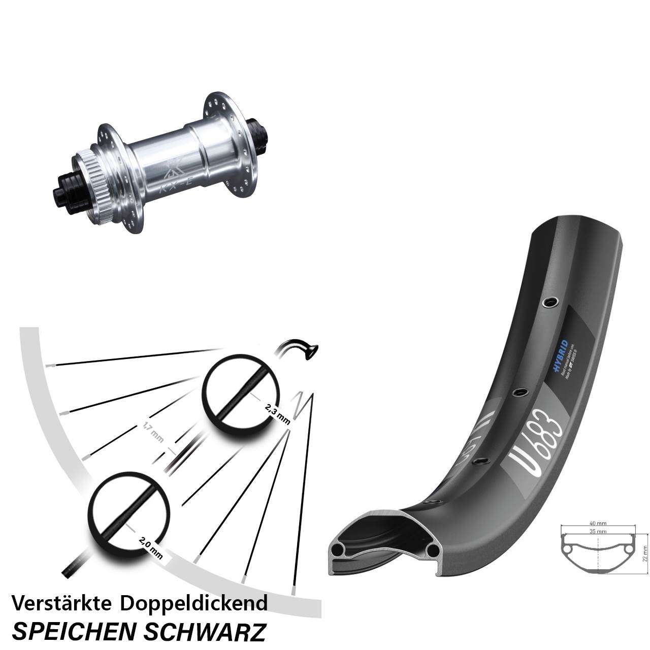 Centerlock Vorderrad QR 27,5 Zoll DT Swiss U683 KX-E