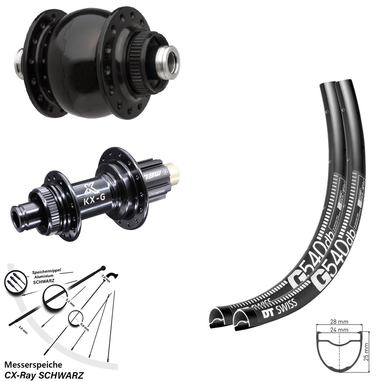 DT Swiss G540 KX-G SON 28 28 Zoll Laufradsatz Centerlock 12x100/142 CX-Ray Campagnolo N3W