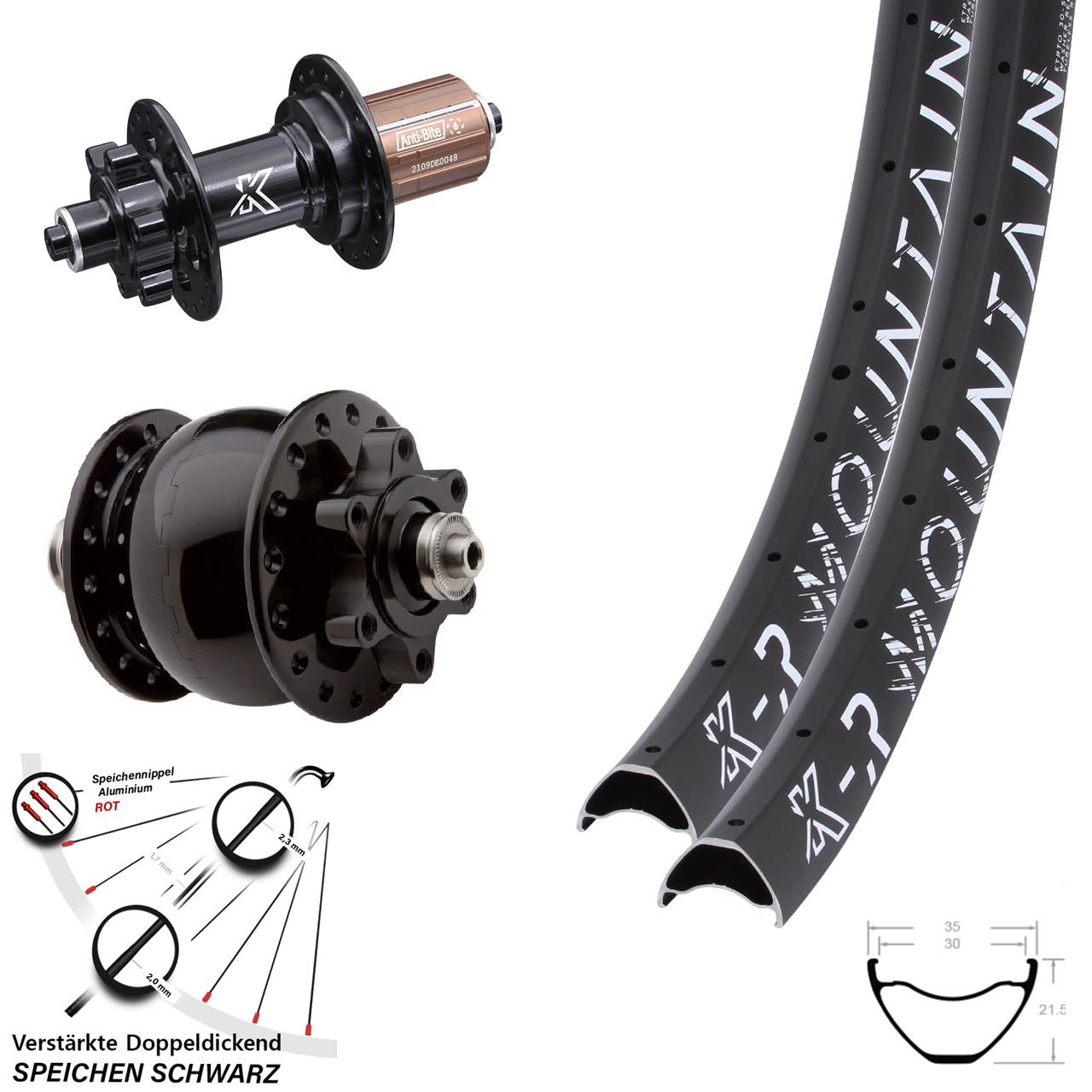 Laufradsatz 6-Loch QR 29 Zoll KXR-M Mountain SON 28 8-12 fach