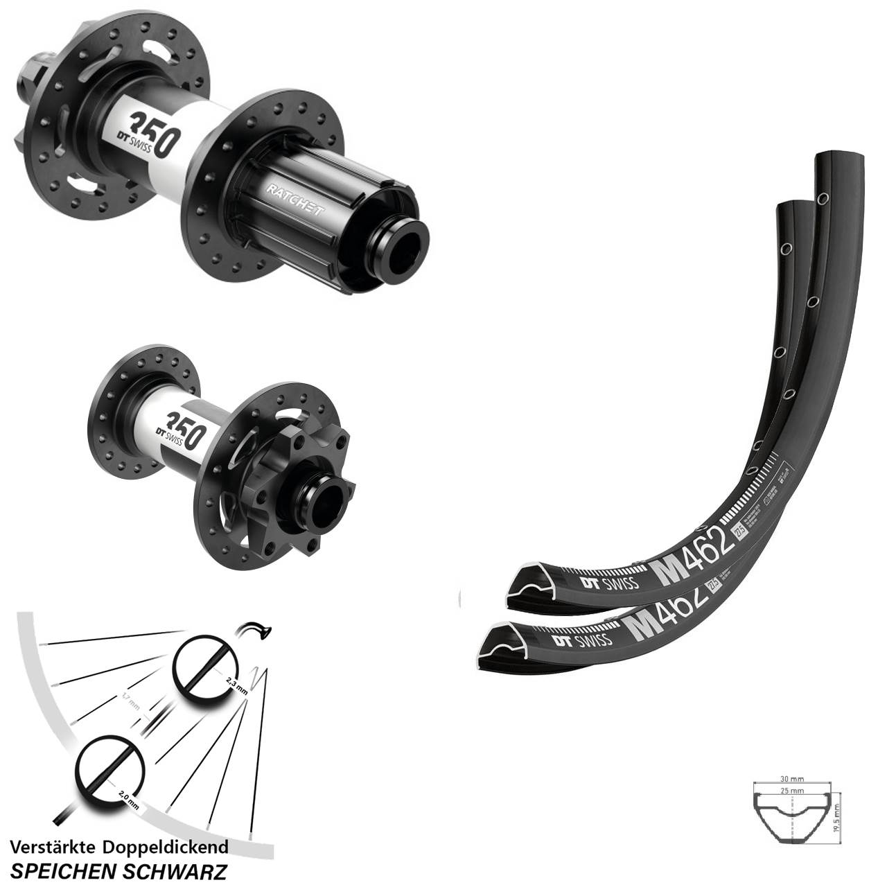 Disc Laufradsatz 15x100 12x142 29 Zoll DT Swiss M 462-350 8-11 fach