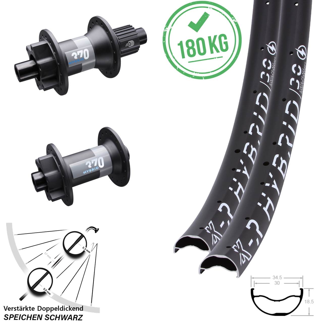 KX-R Hybrid 30 DT Swiss 370 29 Zoll Laufradsatz 6-Loch 15x110 12x148 Micro Spline