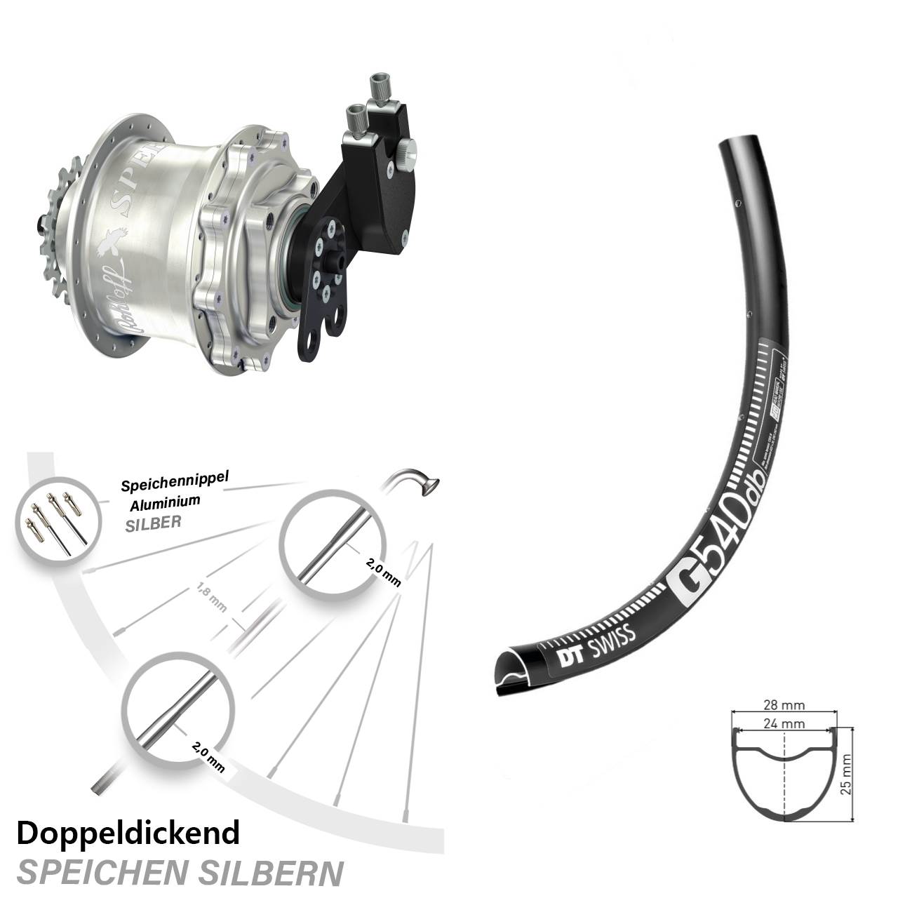 Disc Laufrad 28-29 Zoll DT Swiss G540 Rohloff Speedhub 500/14 CC DB Tandem