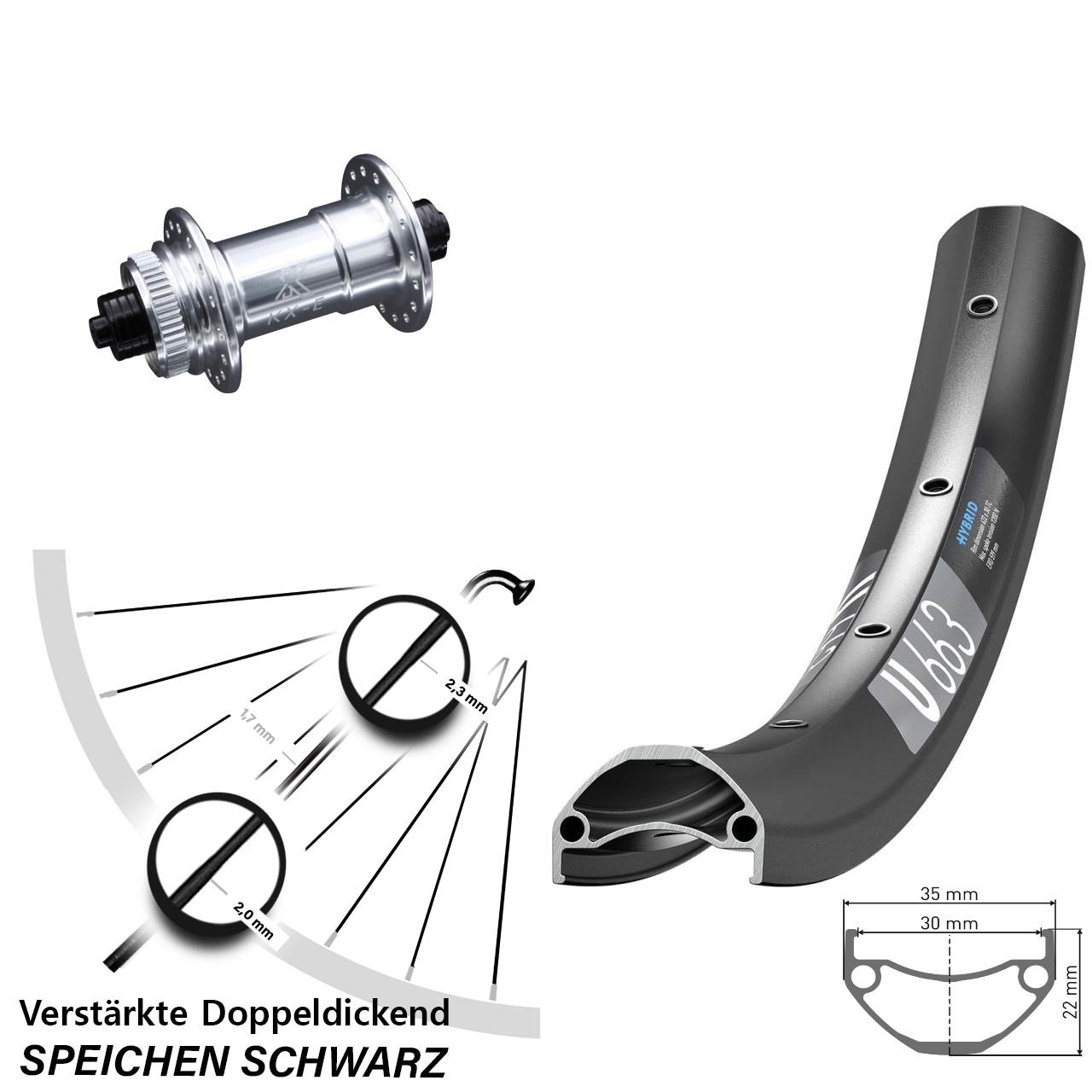 DT Swiss U663 KX-E verstärkt Disc 29 Zoll Vorderrad für Schnellspanner