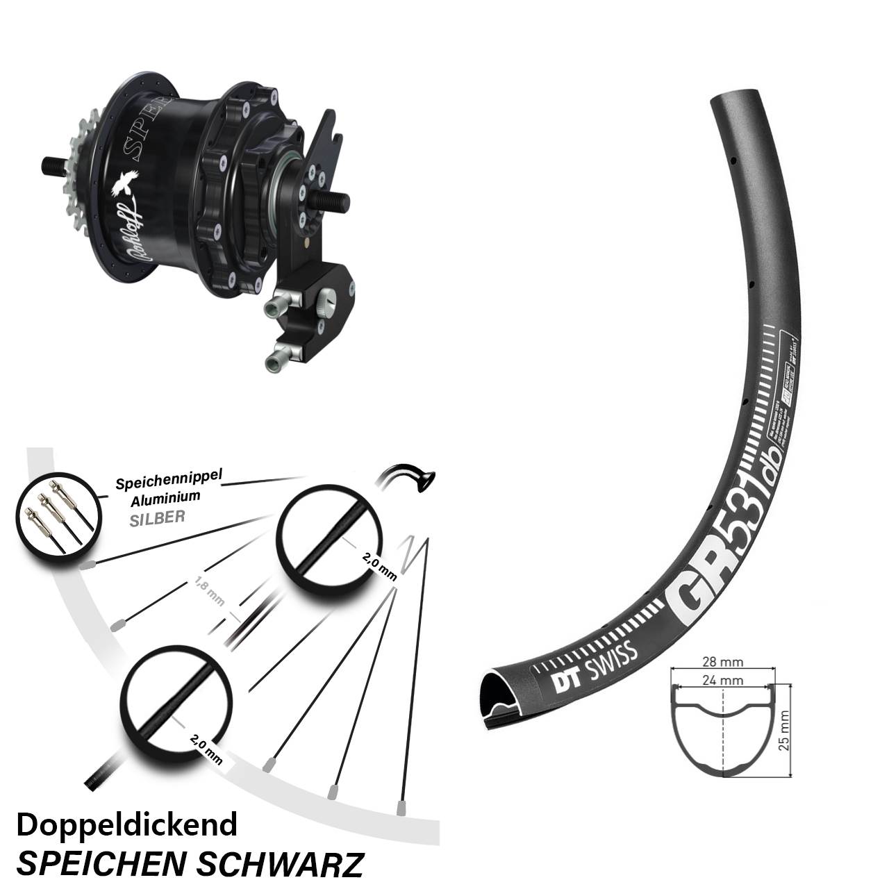 Hinterrad 27,5 Zoll DT Swiss GR 531 Disc Rohloff Speedhub 500/14 TS DB OEM2 schwarz