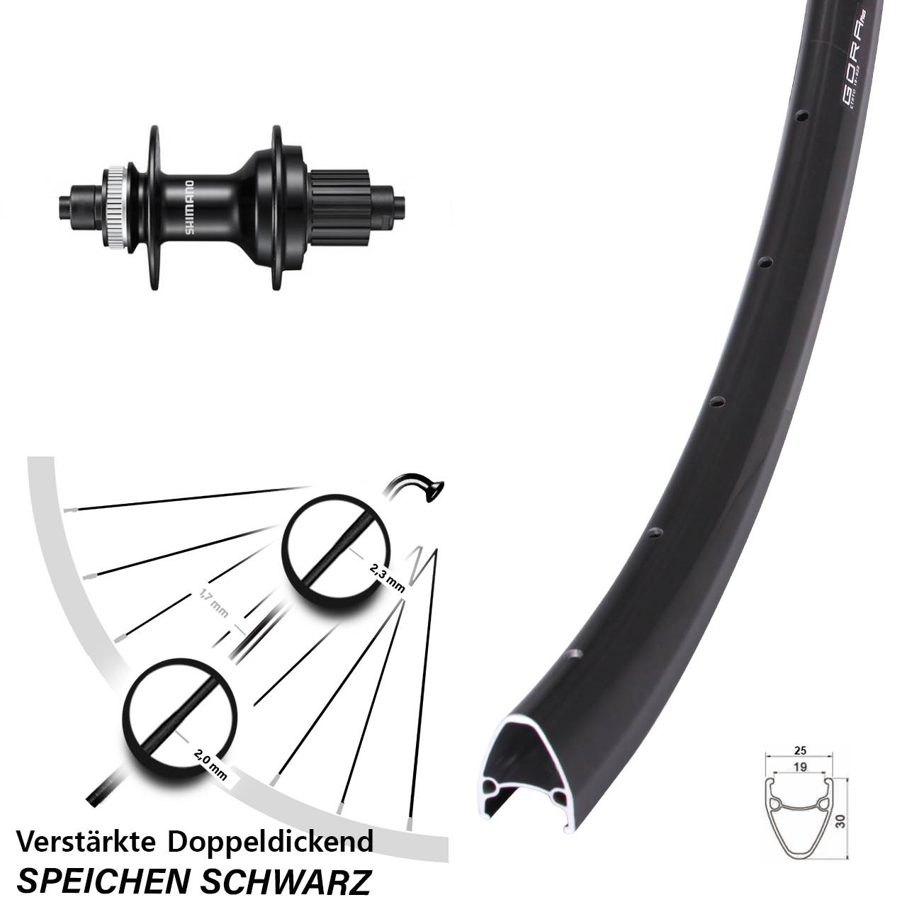 Disc Hinterrad 28 Zoll Gora Plus Shimano MT500 Micro Spline QR