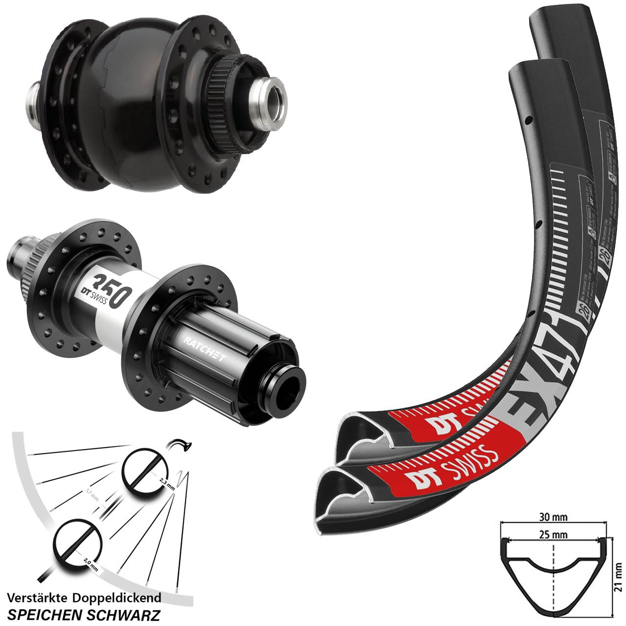 27,5 Zoll DT Swiss EX471 SON delux 350 HG Centerlock Laufradsatz 12x100/142