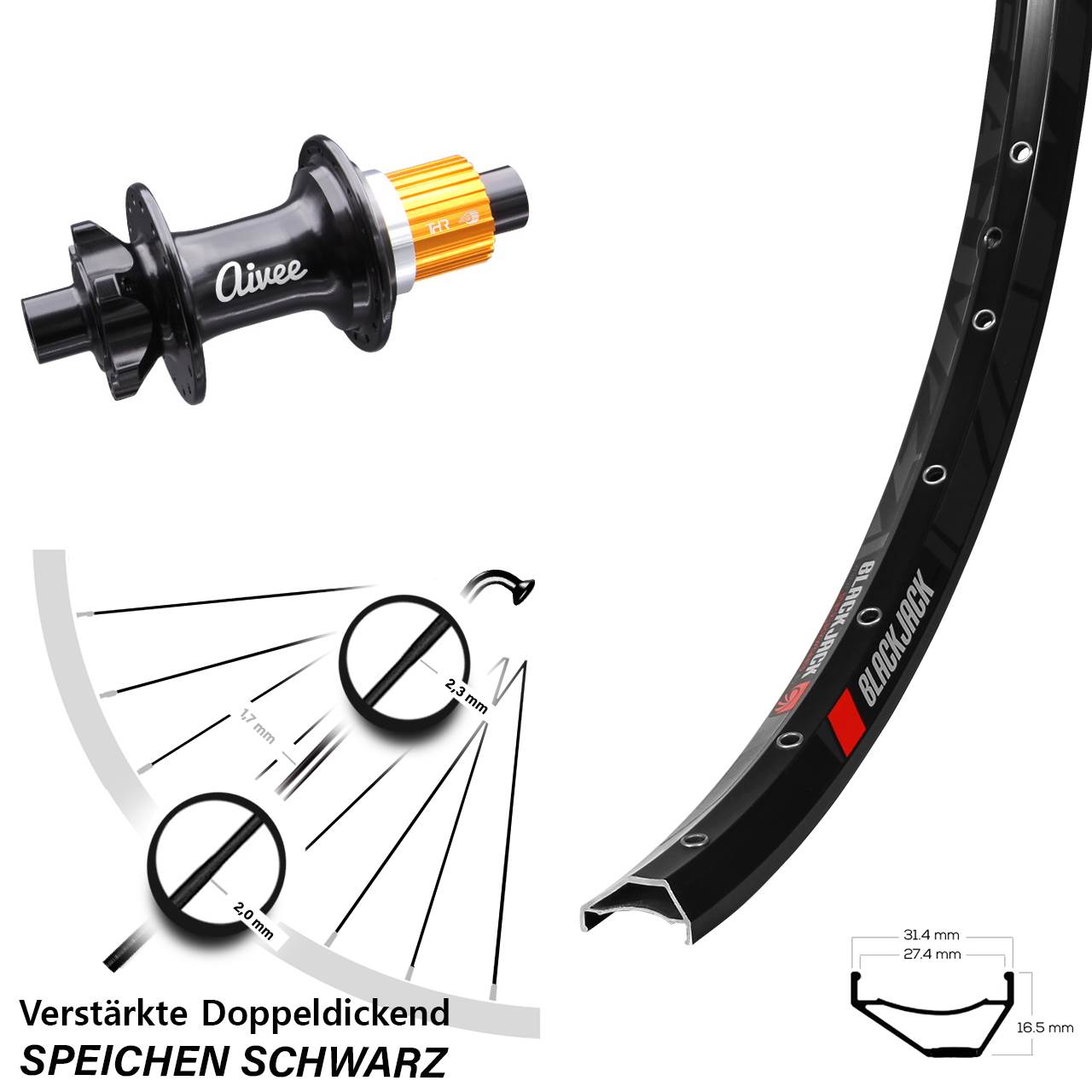 Hinterrad 6-Loch 29 Zoll Rodi Ready 27 Aivee Shimano Micro Spline 12x148