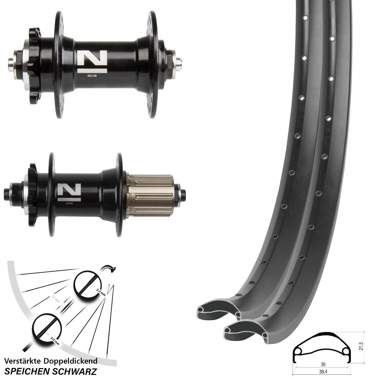 29 Zoll Ambrosio E35 Novatec D041 Novatec D042 Disc Laufradsatz QR 8-11 fach
