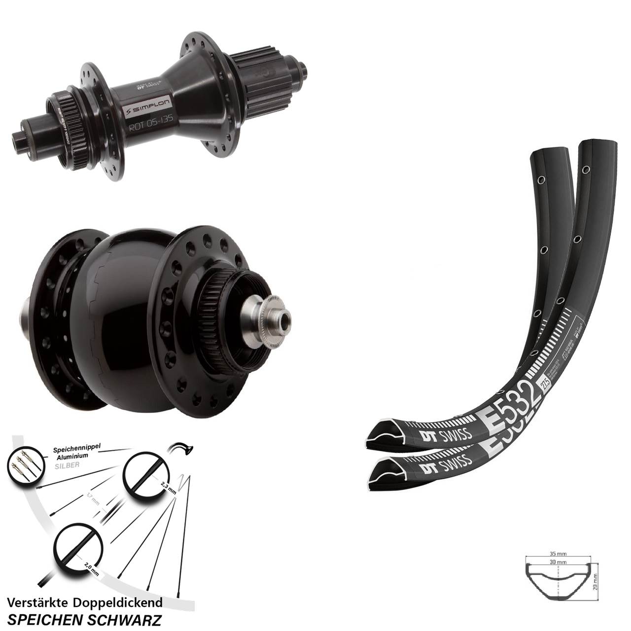 Centerlock Laufradsatz QR 29 Zoll DT Swiss E 532 370 Hybrid SON 28 Micro Spline