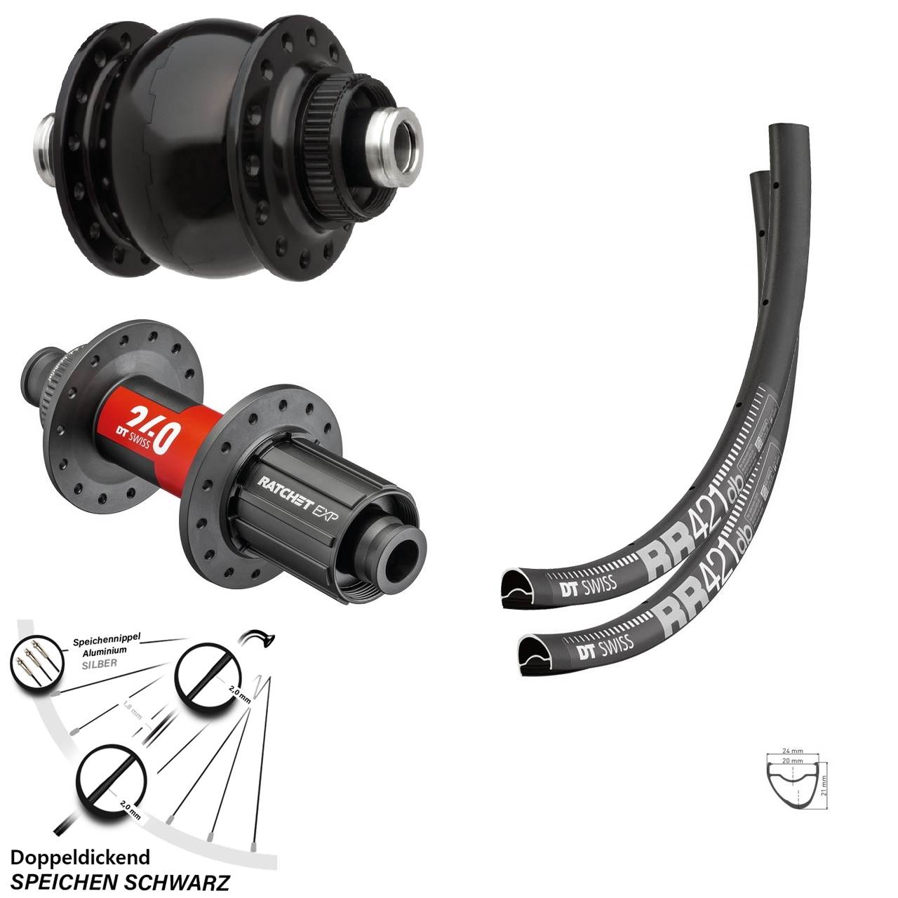 DT Swiss RR 421-240 EXP Road SON 28 Zoll Centerlock Laufrad-Satz