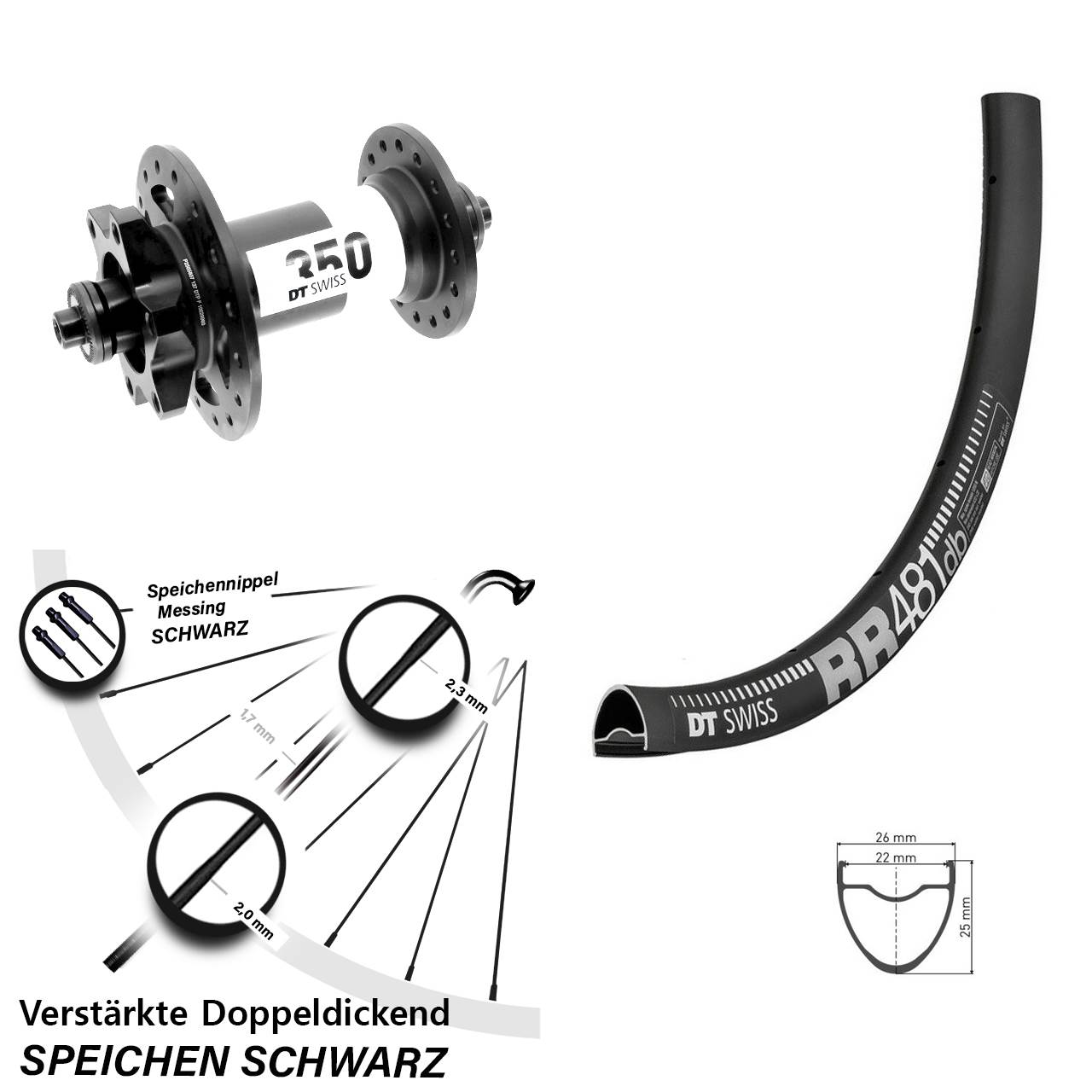 Disc Laufrad für Schnellspanner 28 Zoll DT Swiss RR 481-350