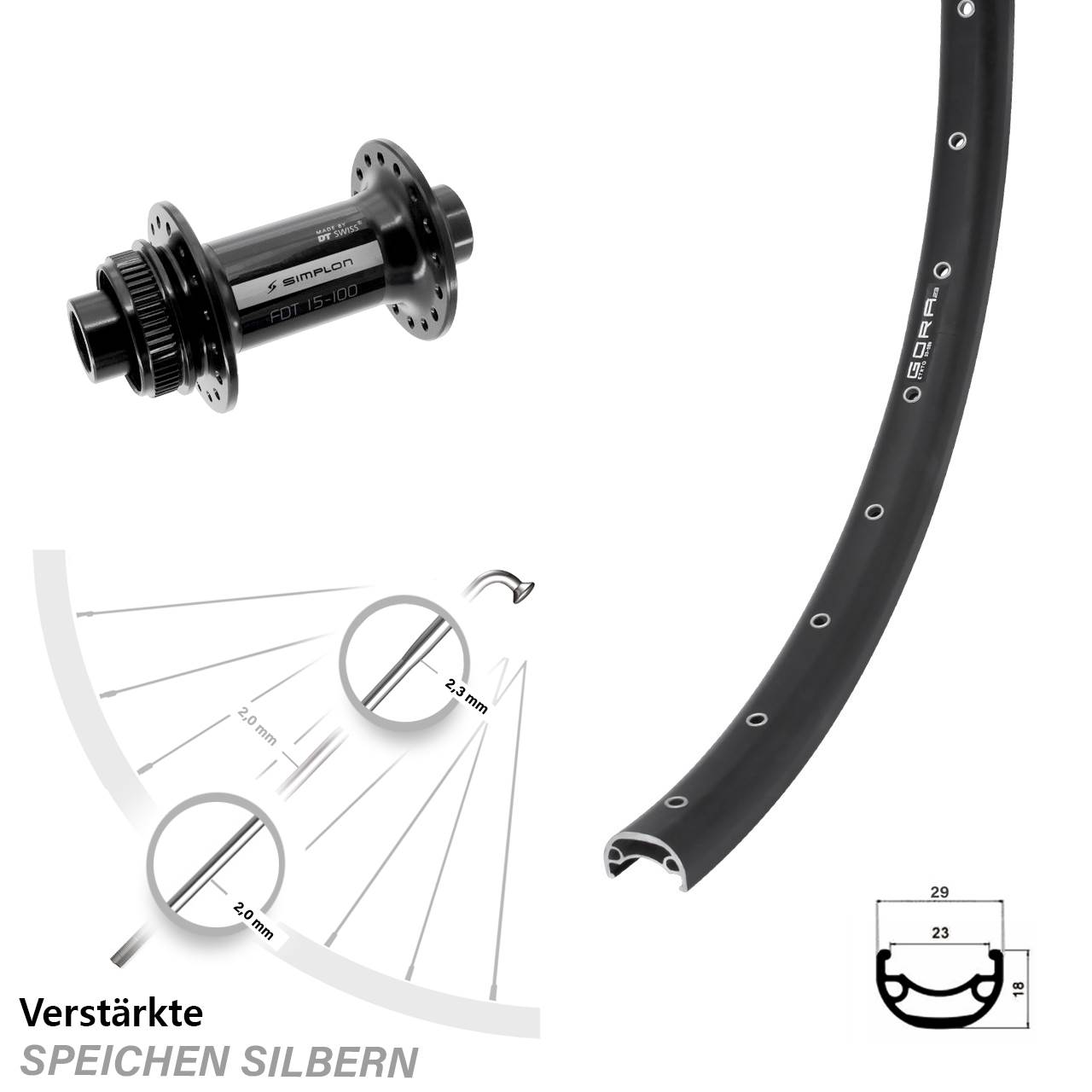 Gora 23 DT Swiss 370 28-29 Zoll Vorderrad Centerlock 15x100