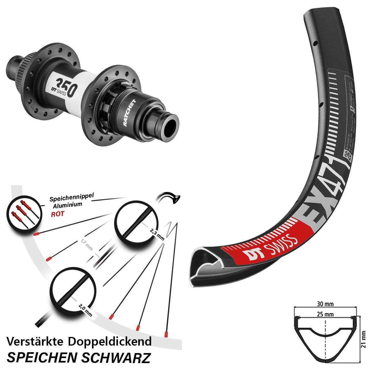 Disc Laufrad 27,5 Zoll DT Swiss EX471-350 SRAM XDR 12x142
