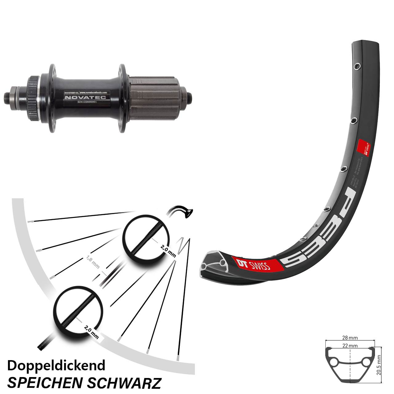 Centerlock Hinterrad 27,5 Zoll DT Swiss 533D Novatec D472 8-12 fach QR