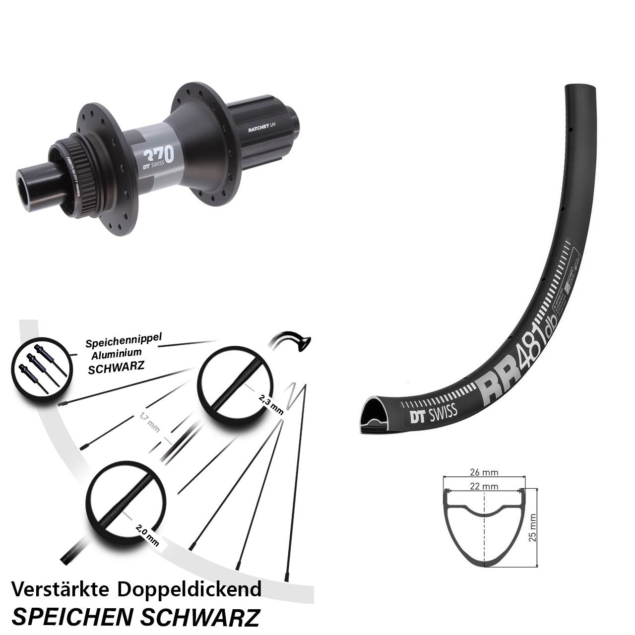 Centerlock Hinterrad 28 Zoll DT Swiss RR481-370 11-12 fach HG 12x142