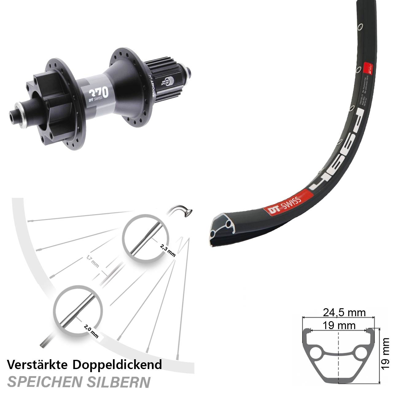 Disc Laufrad QR 28 Zoll DT Swiss 466-370 Shimano Micro Spline