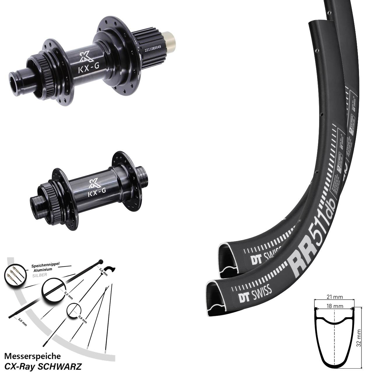 Disc Laufrad-Satz 28 Zoll DT Swiss RR 511 KX-G Shimano Micro Spline 12x100/142 CX-Ray