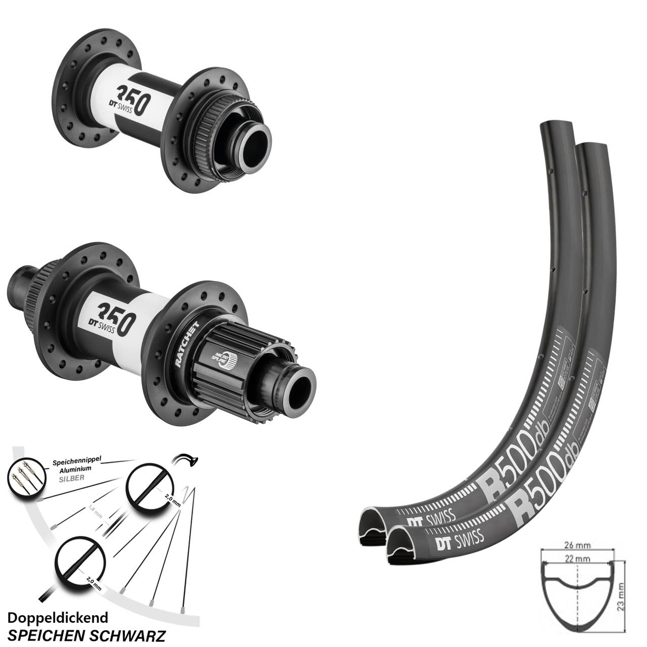 DT Swiss R500 350 29 Zoll Centerlock Laufradsatz 15x100 12x142 Micro Spline