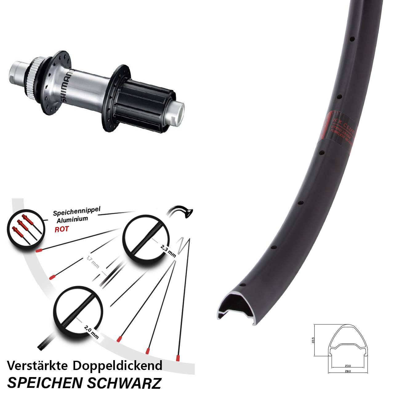 Centerlock Hinterrad 12x142 27,5 Zoll KX Clue Shimano FH-RS770 8-12 fach HG