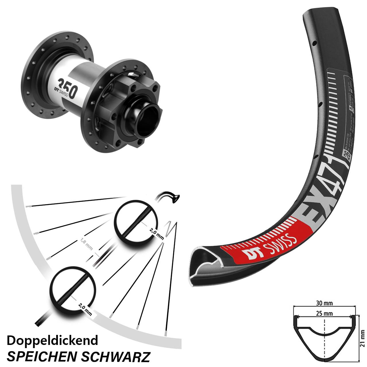 Vorderrad 6-Loch 20x110 Boost 29 Zoll DT Swiss EX471 350