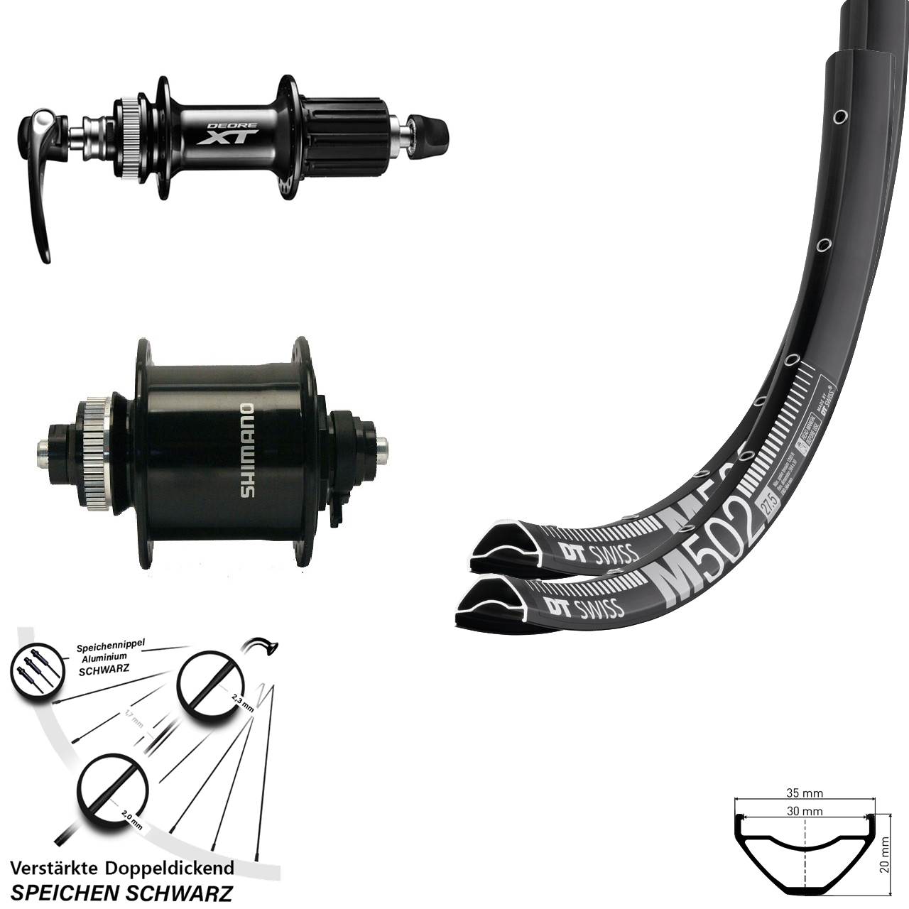 Disc Laufradsatz 29 Zoll DT Swiss M502 Shimano DH-UR700 Shimano FH-M8000 8-11 fach HG QR
