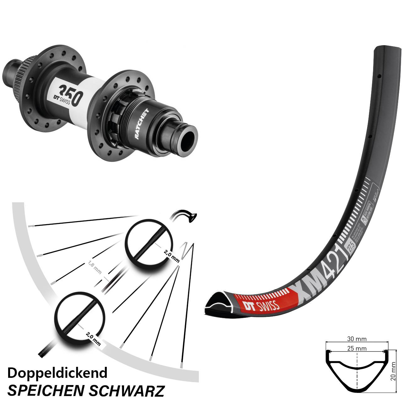 Disc Laufrad 650B DT Swiss XM421-350 XD 12x142