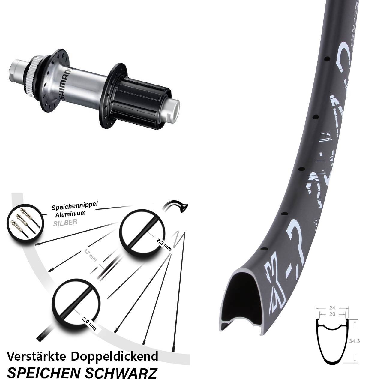 KX-R Road Shimano GRX 28-29 Zoll Centerlock Hinterrad 12x142 8-12 fach