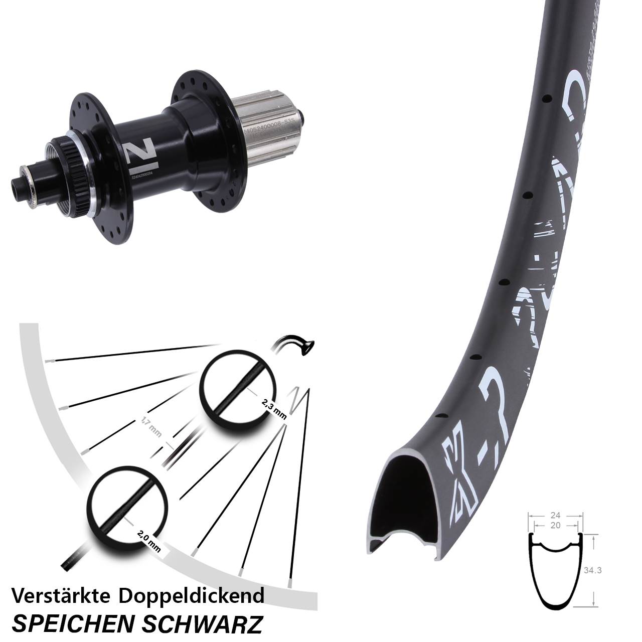 28-29 Zoll KX-R Road Novatec D042 Disc Hinterrad für Schnellspanner 8-12 fach