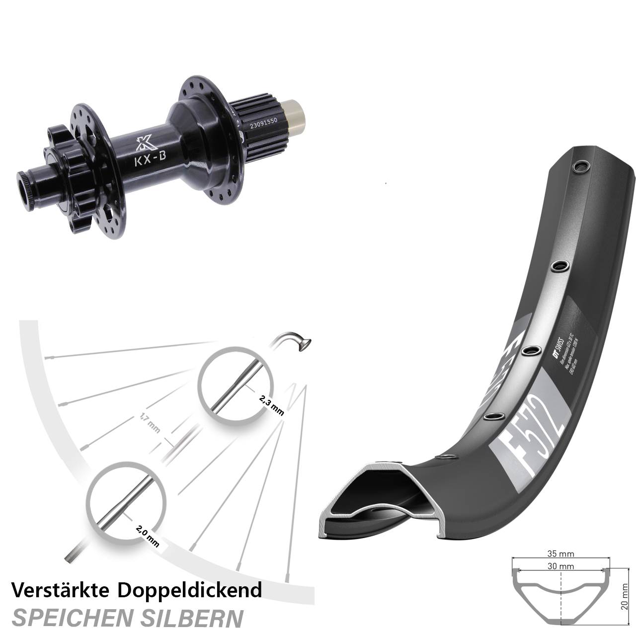 Disc Laufrad 12x148 29 Zoll DT Swiss F572 KX-B Shimano Micro Spline