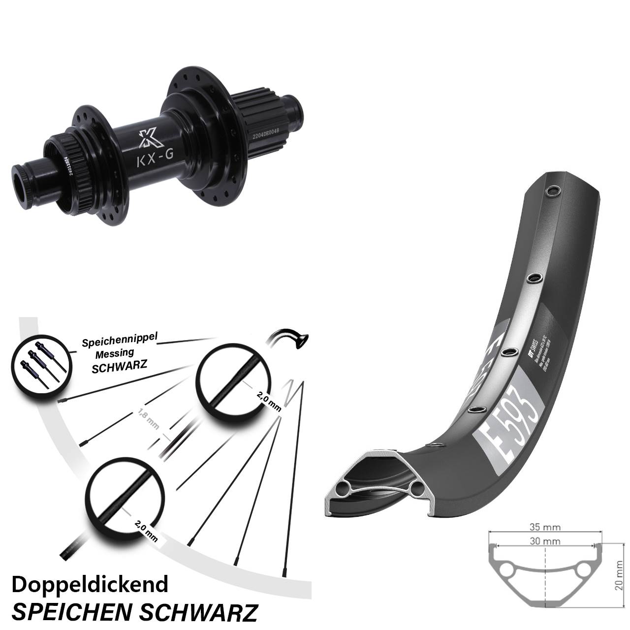 27,5 Zoll Hinterrad DT Swiss E 593 KX-GS Micro Spline 12x142