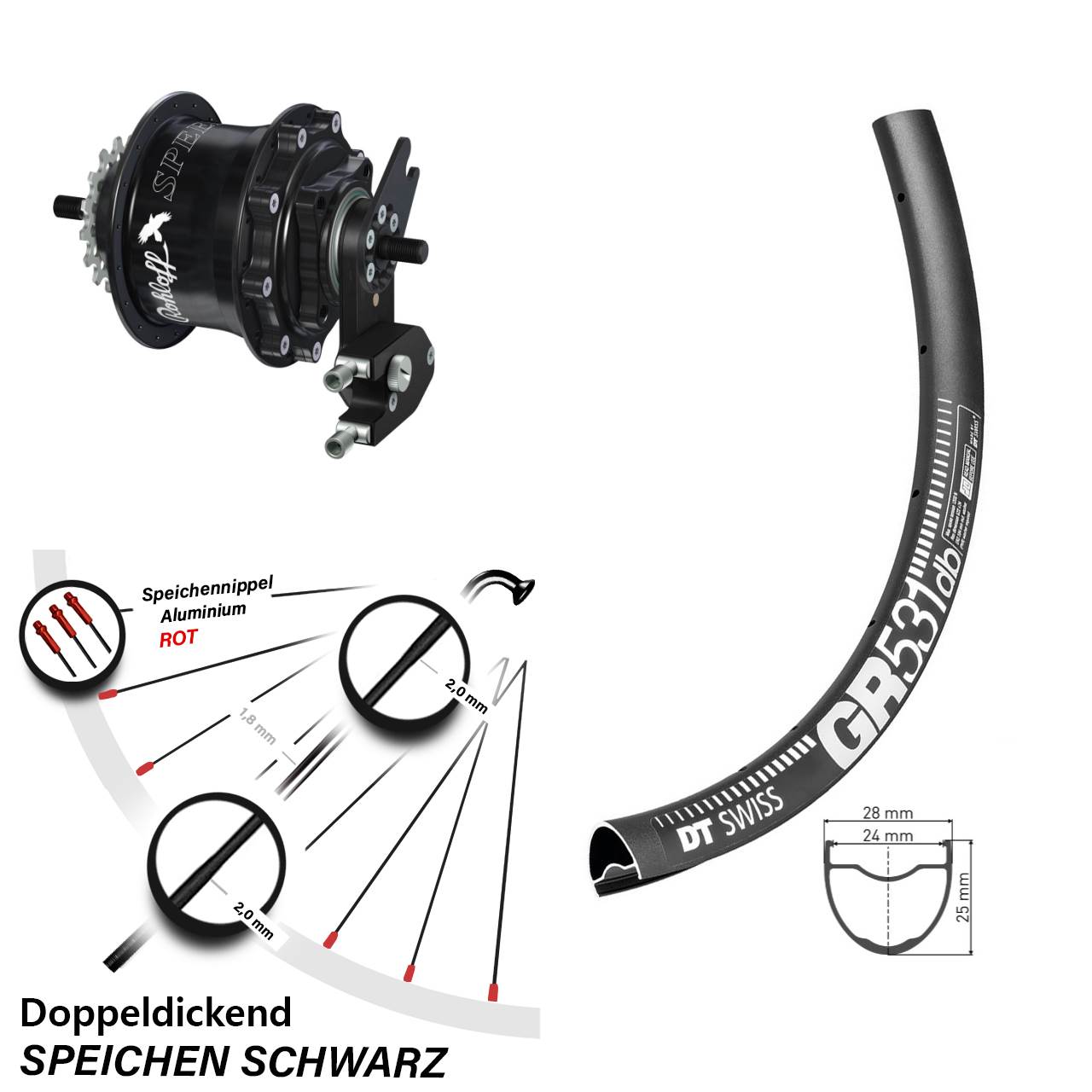 DT Swiss GR531 Rohloff TS DB OEM2 Tandem 28-29 Zoll Disc Hinterrrad