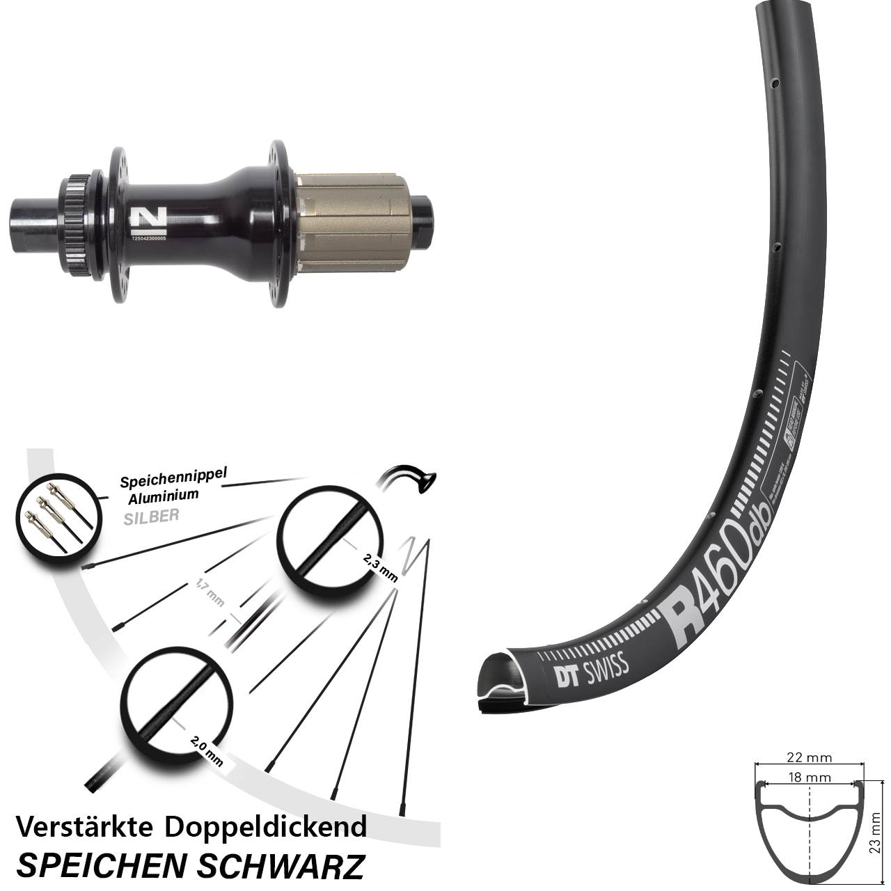 28 Zoll DT Swiss R 460 Novatec D792SB Hinterrad Centerlock 12x142 8-12 fach