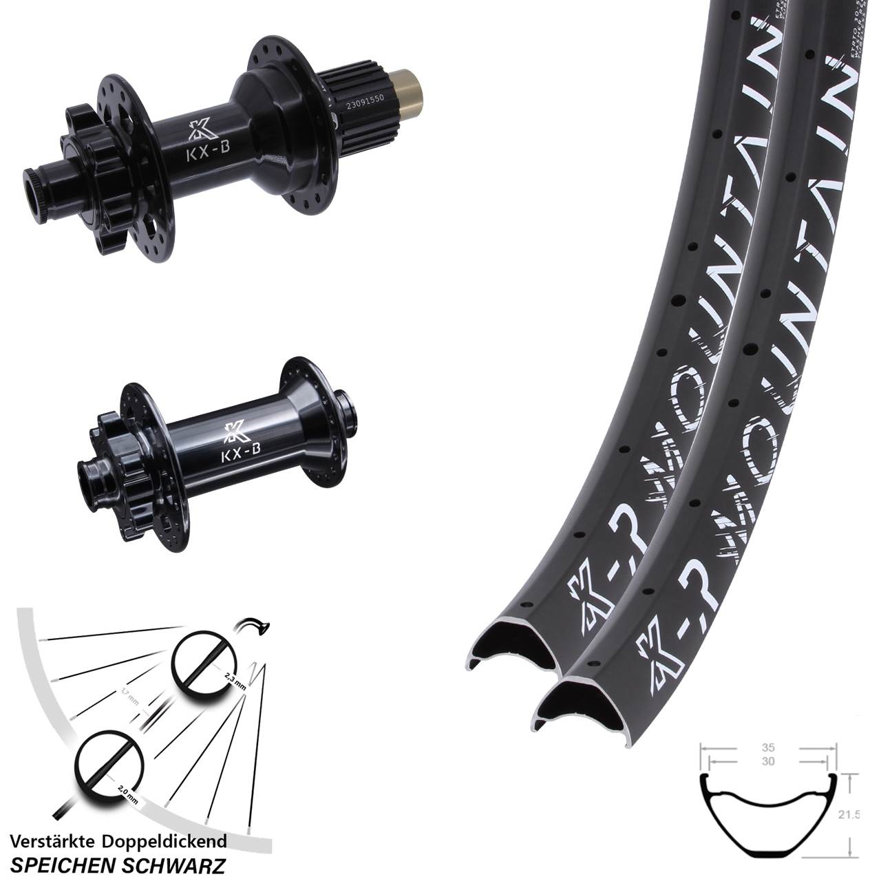 29 Zoll KX-BR Mountain Disc Laufradsatz 15x110 12x148 Micro Spline