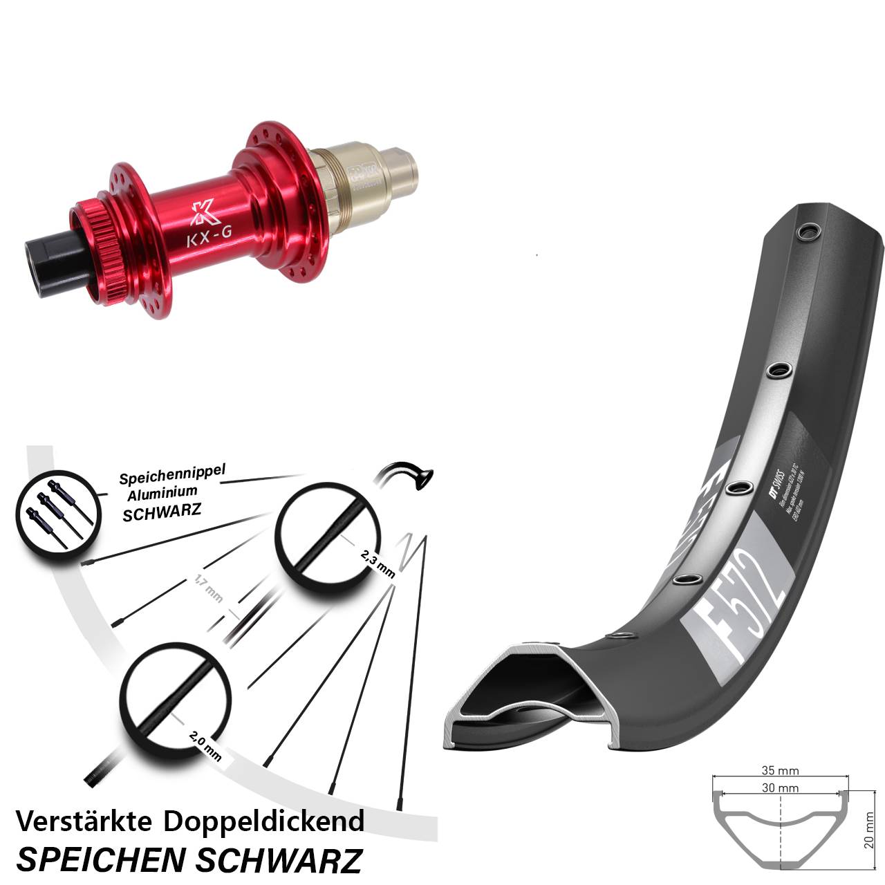 Disc Laufrad 27,5 Zoll DT Swiss F 572 KX-G rot XDR 12x142