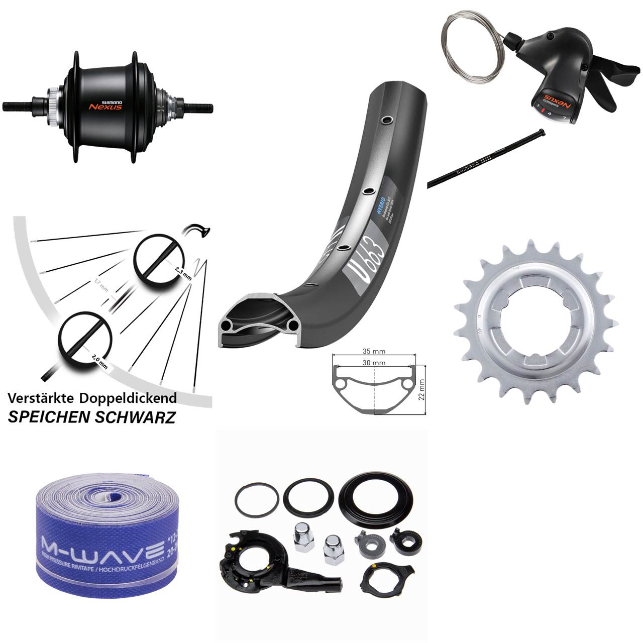 DT Swiss U663 Hinterrad 20 Zoll Shimano Nexus 7 Gang Disc