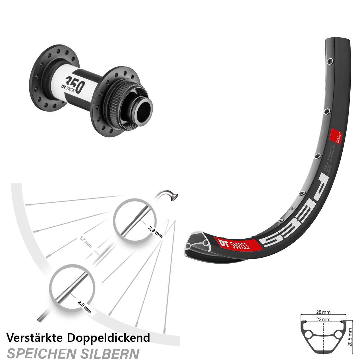 DT Swiss 533 D-350 26 Zoll Disc Vorderrad 15x100