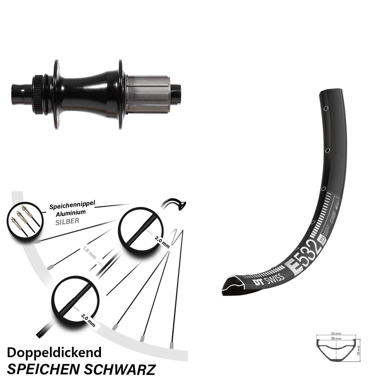 Hinterrad 27,5 Zoll DT Swiss E 532 Formula Centerlock 8-11 fach 12x148