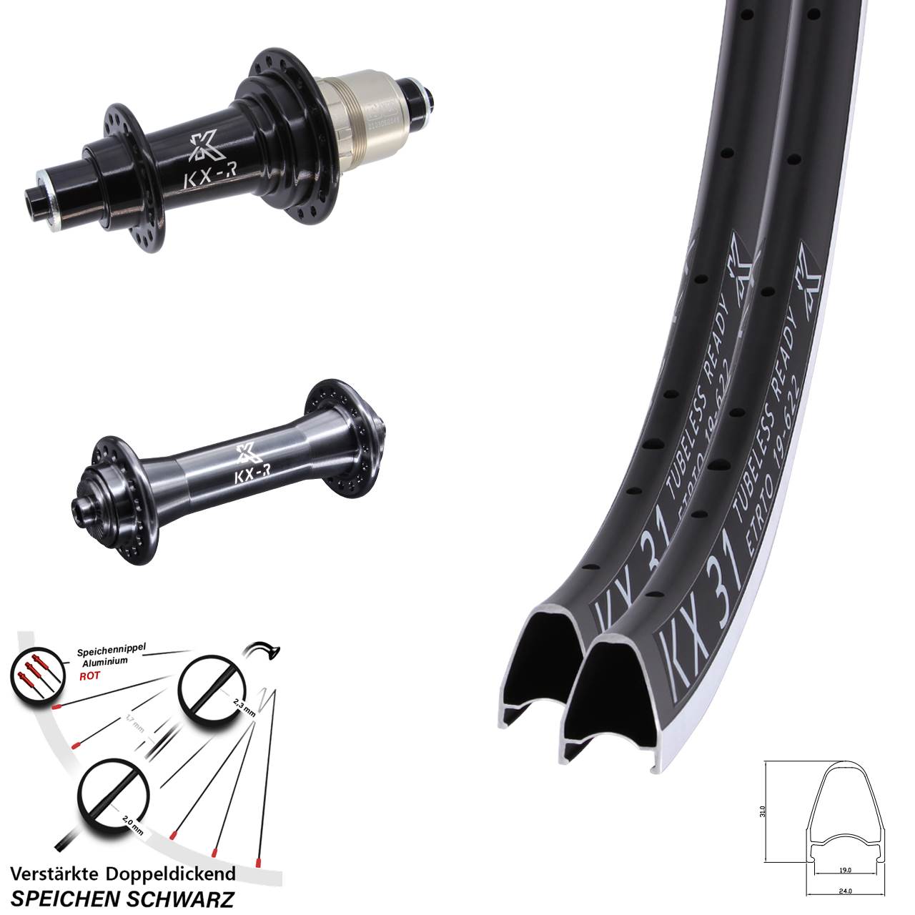 Laufrad-Satz QR 28 Zoll KX-R 31 XDR