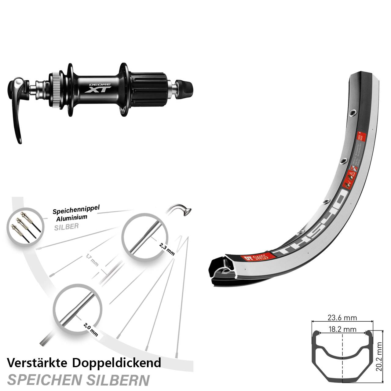 Disc Hinterrad QR 28 Zoll DT Swiss TK540 Shimano XT 8-11 fach HG