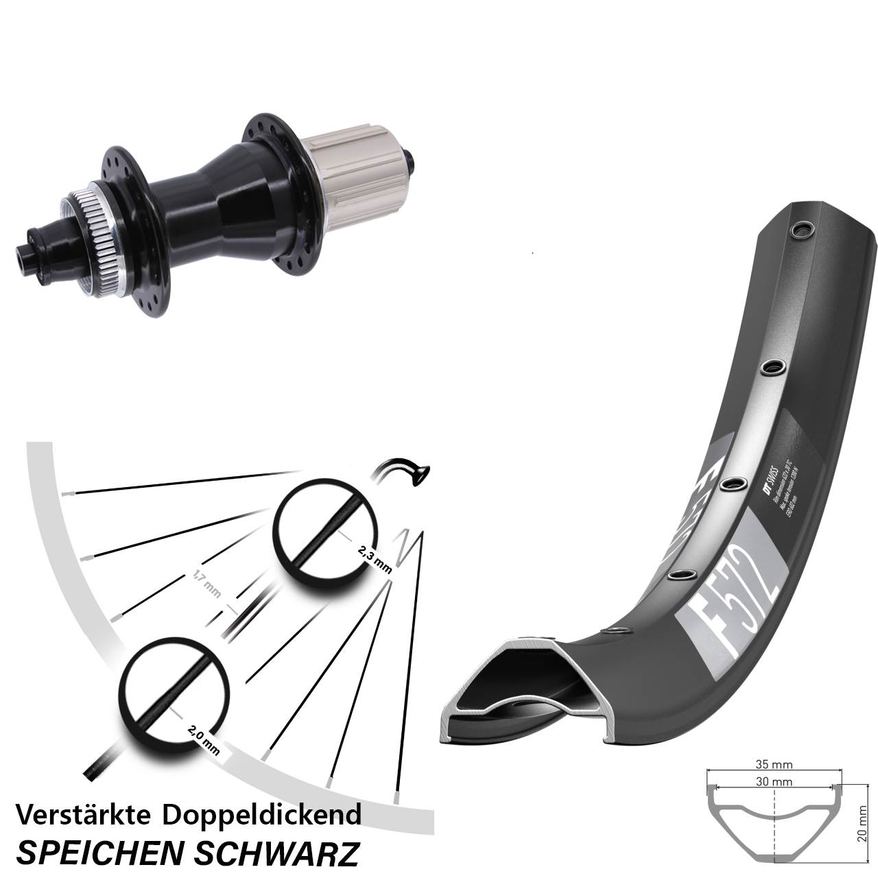 DT Swiss F572 Novatec CL135 650B Hinterrad Centerlock für Schnellspanner 8-12 fach HG