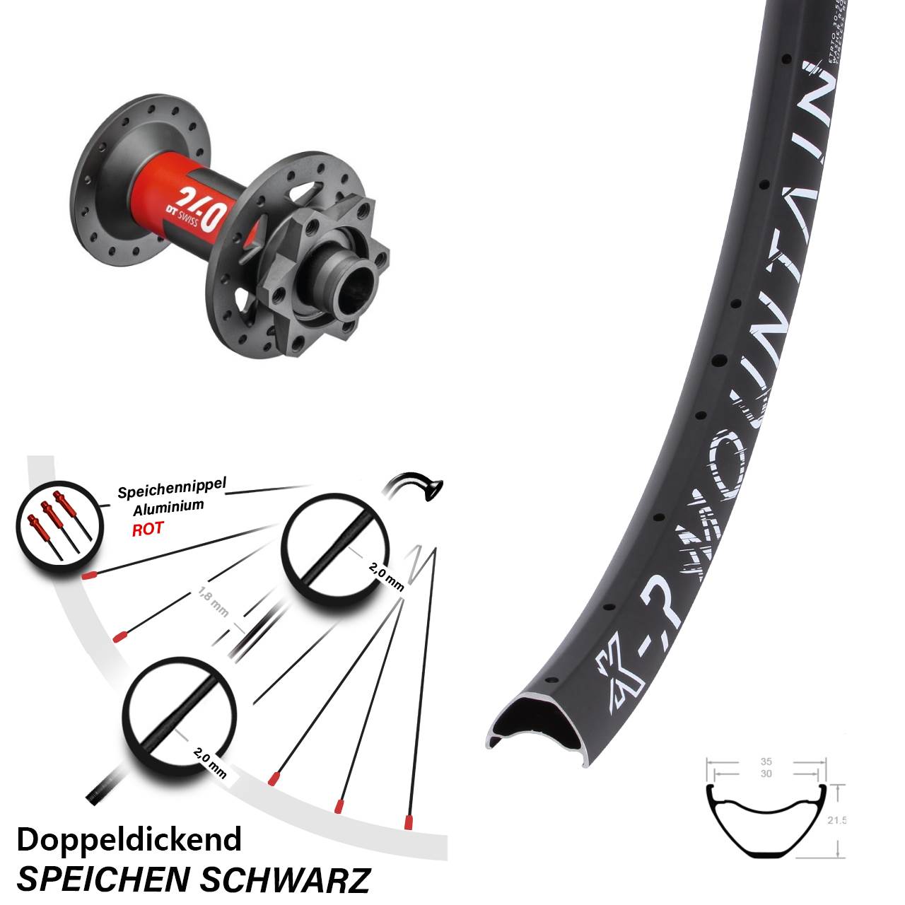 Disc Vorderrad 27,5 Zoll KX-R Mountain DT Swiss 240 15x110 Boost