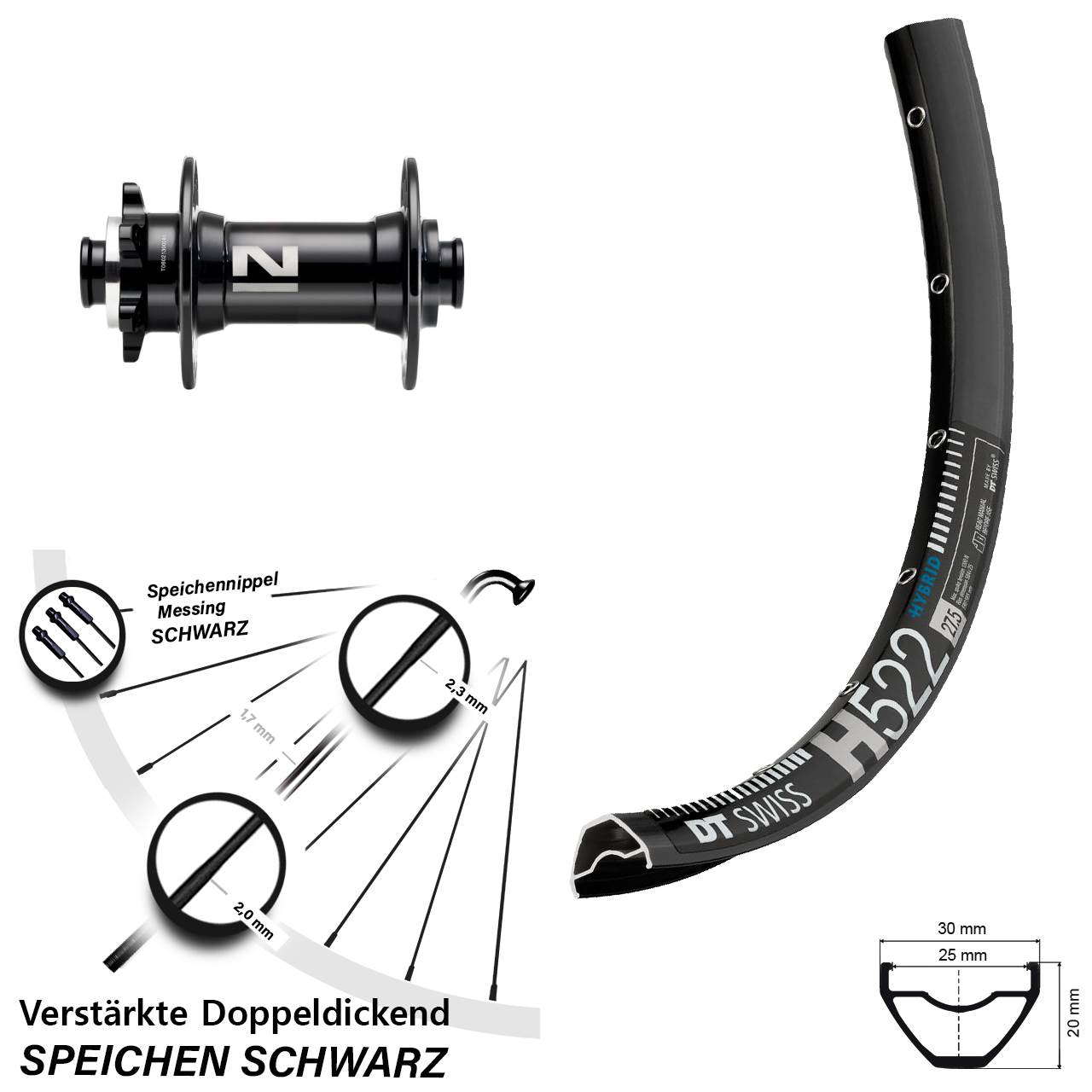 Vorderrad 6-Loch 29 Zoll DT Swiss H522 Novatec D041SB 15x110 Boost