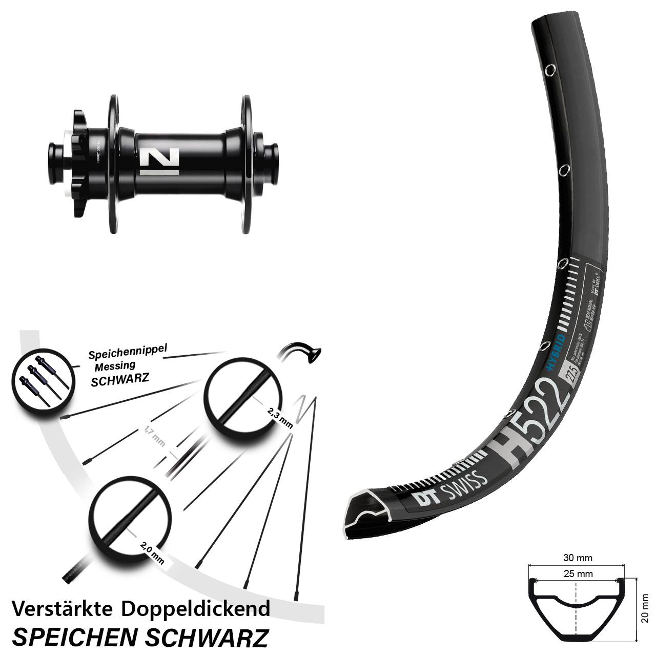Vorderrad 6-Loch 29 Zoll DT Swiss H522 Novatec D041SB 15x110 Boost
