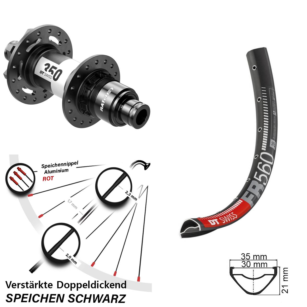 26 Zoll FR 560 DT Swiss 350 Boost 6-Loch Hinterrad 12x148 XD 11-12 fach